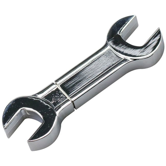 Металлическая флешка 2 Wrench гаечный ключ, серебристая фото 1